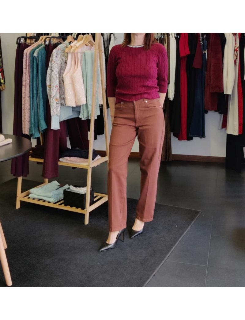 Calças Sarja Castanho