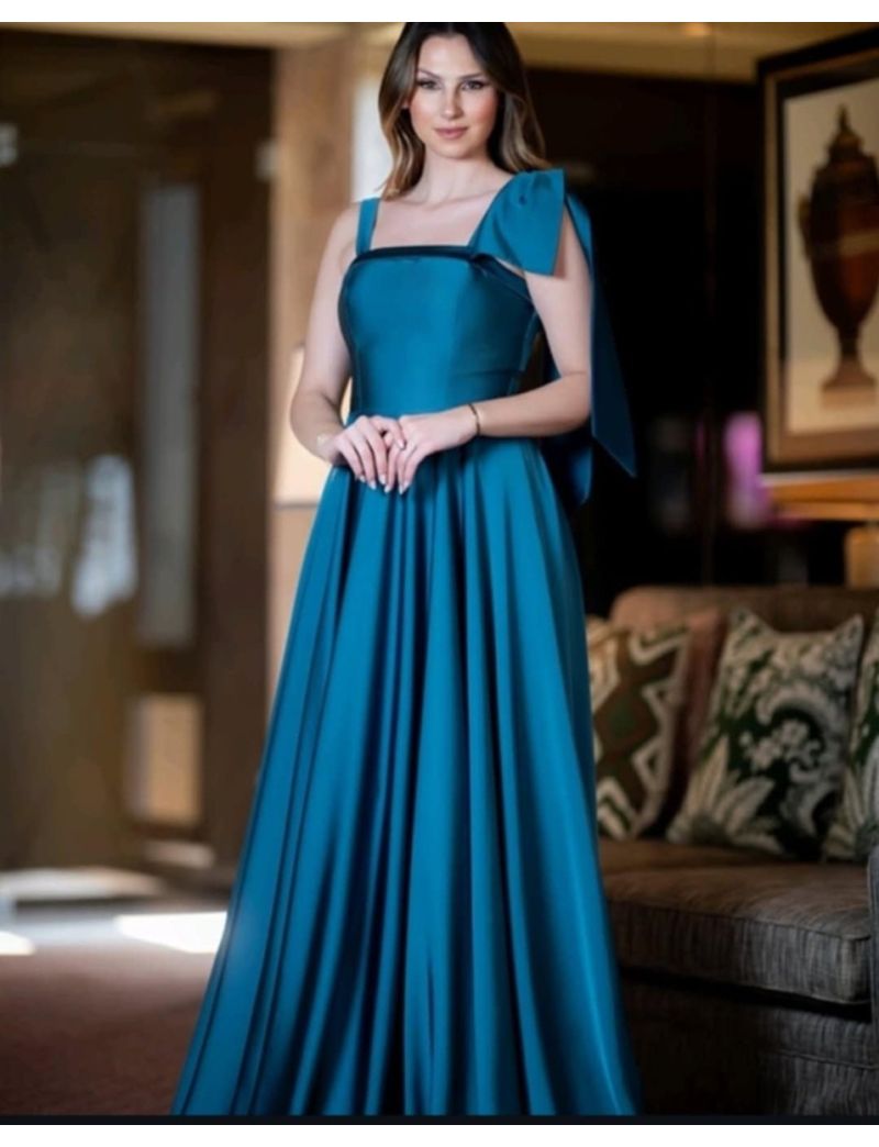 Vestido Longo Laço Ombro