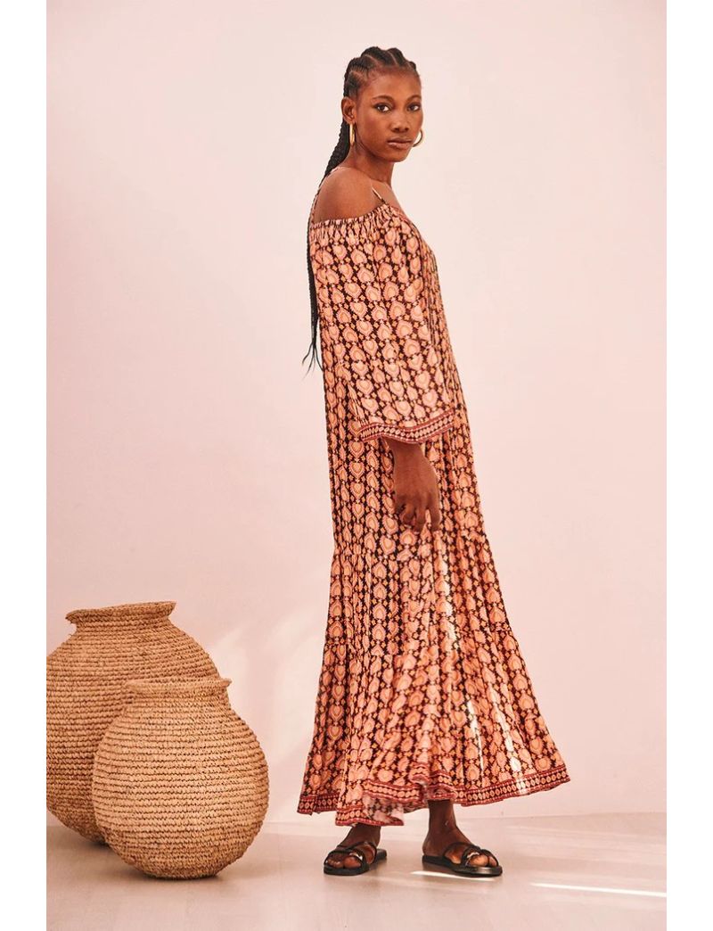 Vestido Comprido Estampado Boho