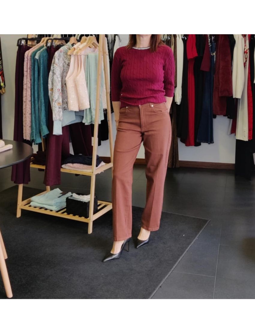 Calças Sarja Castanho