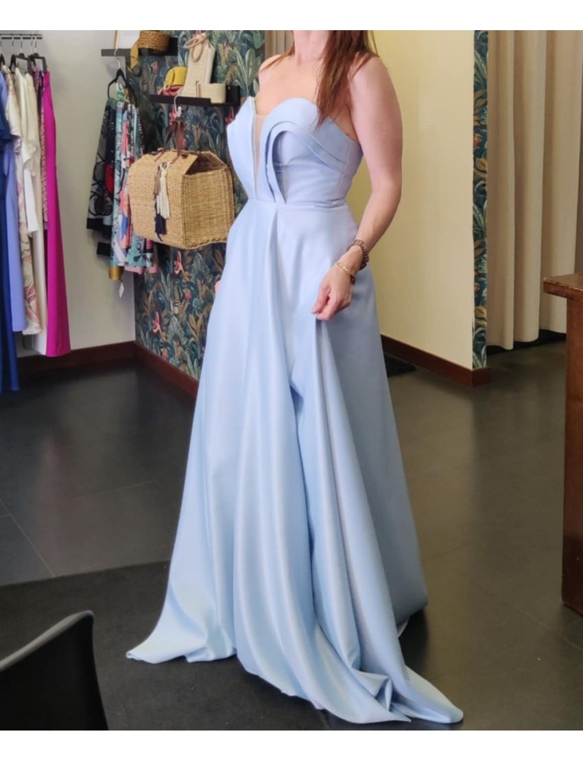 Vestido longo decote cai-cai