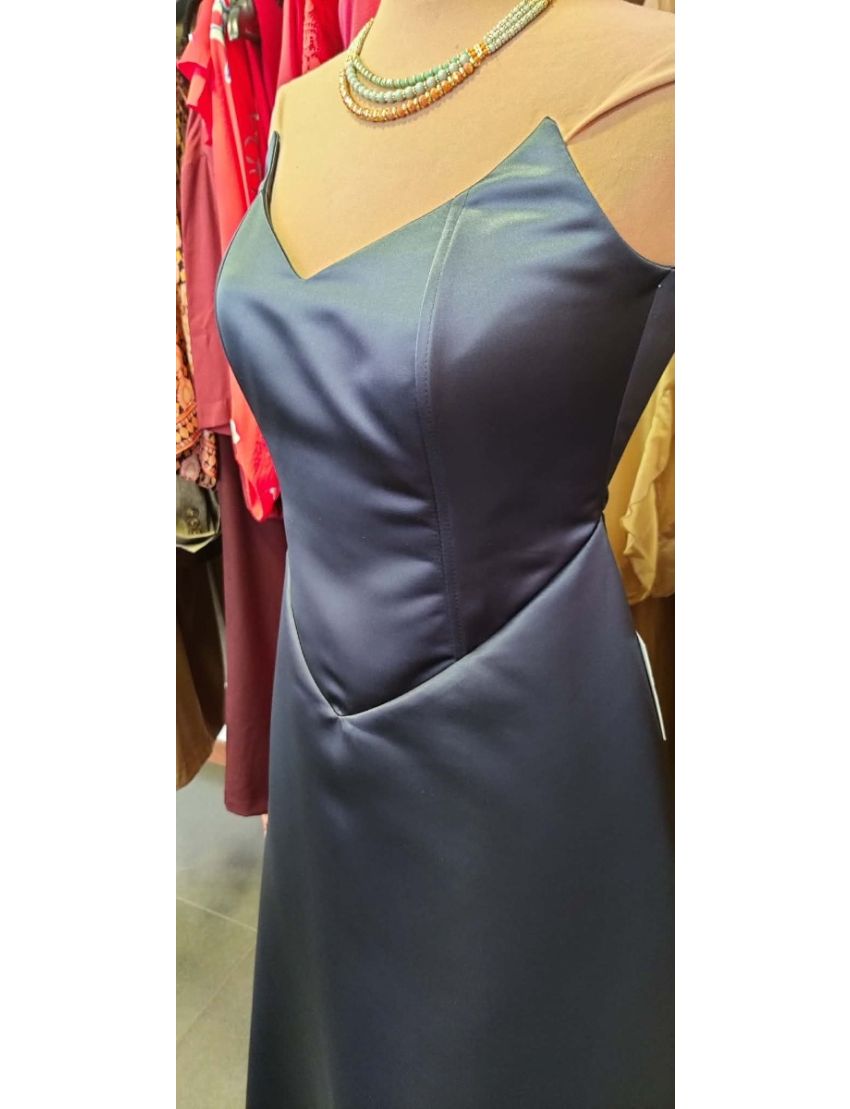 Vestido longo Corpete em bico