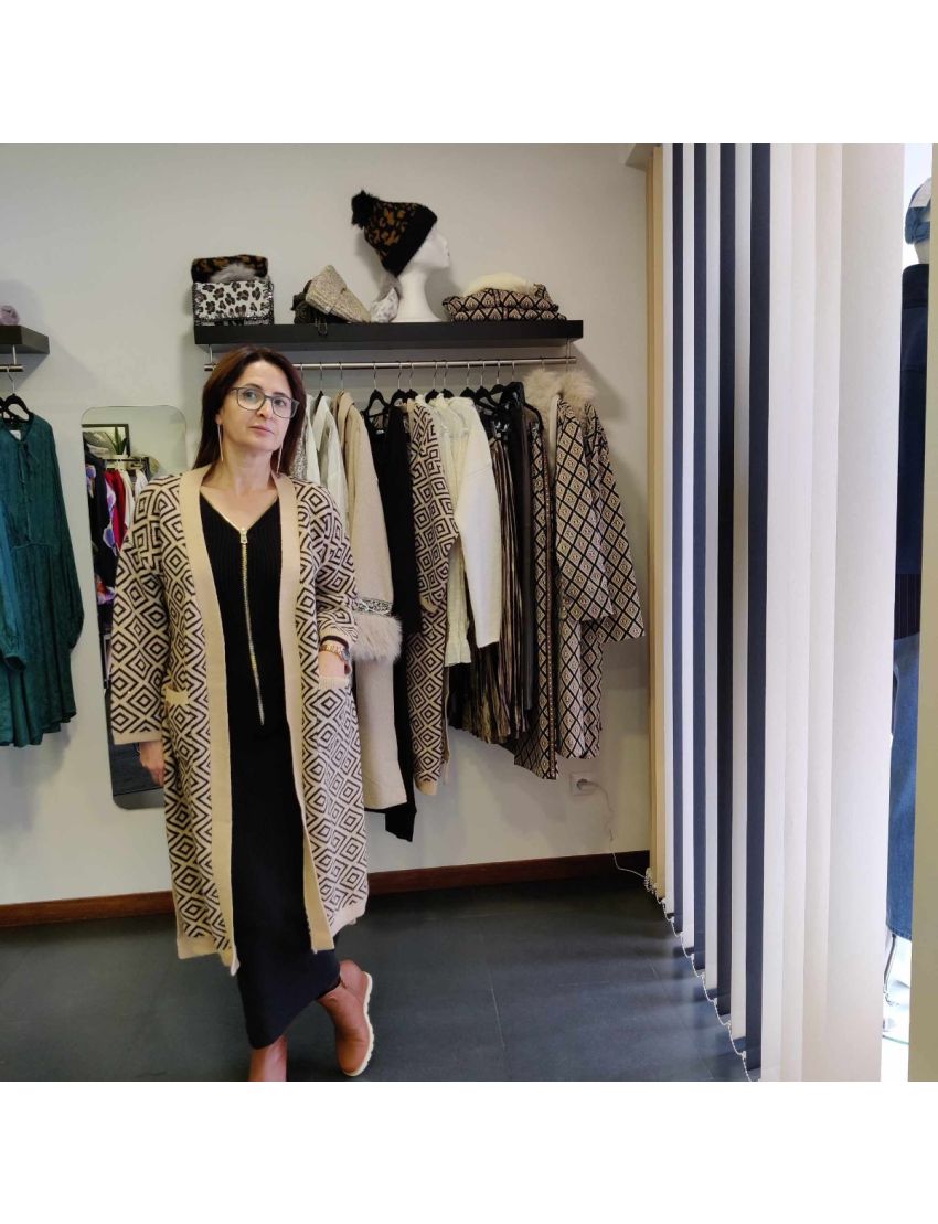 Casaco Kimono Malha Jacquard