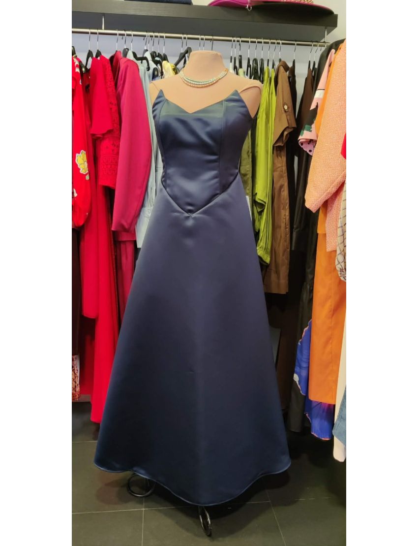 Vestido longo Corpete em bico