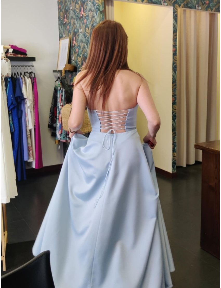 Vestido longo decote cai-cai