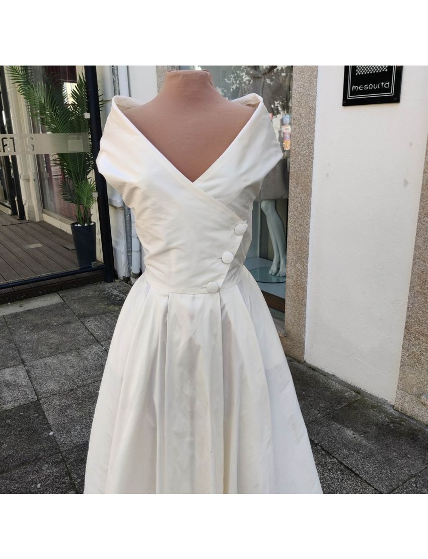 Vestido Maxi Taftá Botões