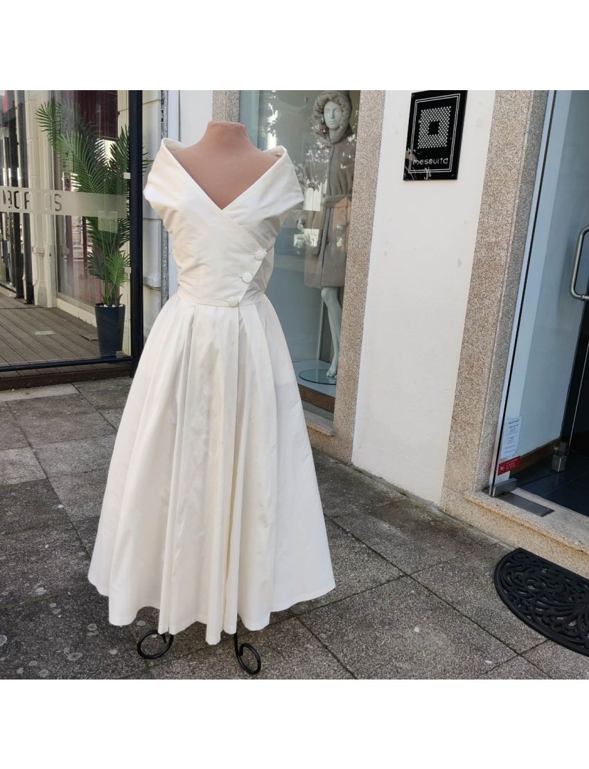 Vestido Maxi Taftá Botões