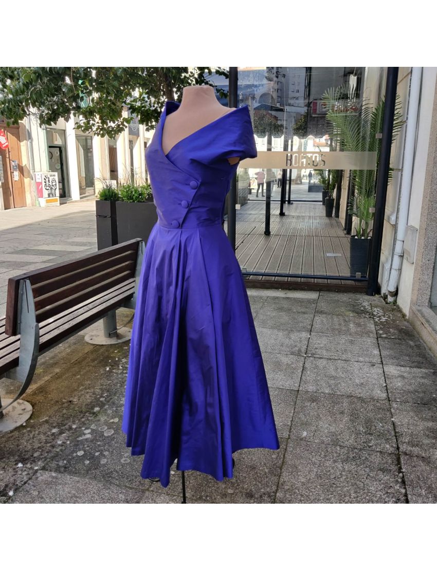 Vestido Maxi Taftá Botões