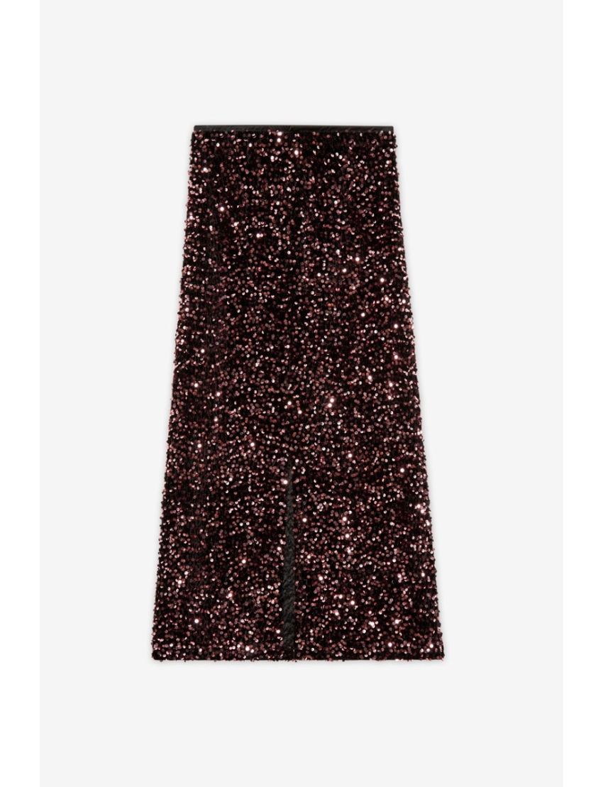 Saia midi de veludo e lantejoulas