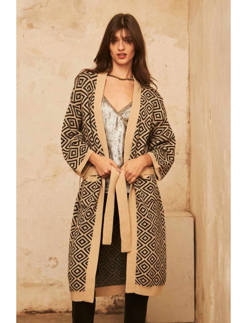 Casaco Kimono Malha Jacquard