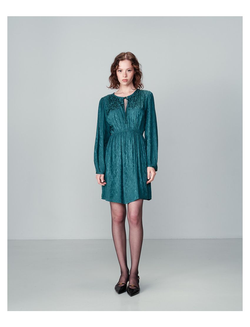 Vestido Curto Cetim Jacquard