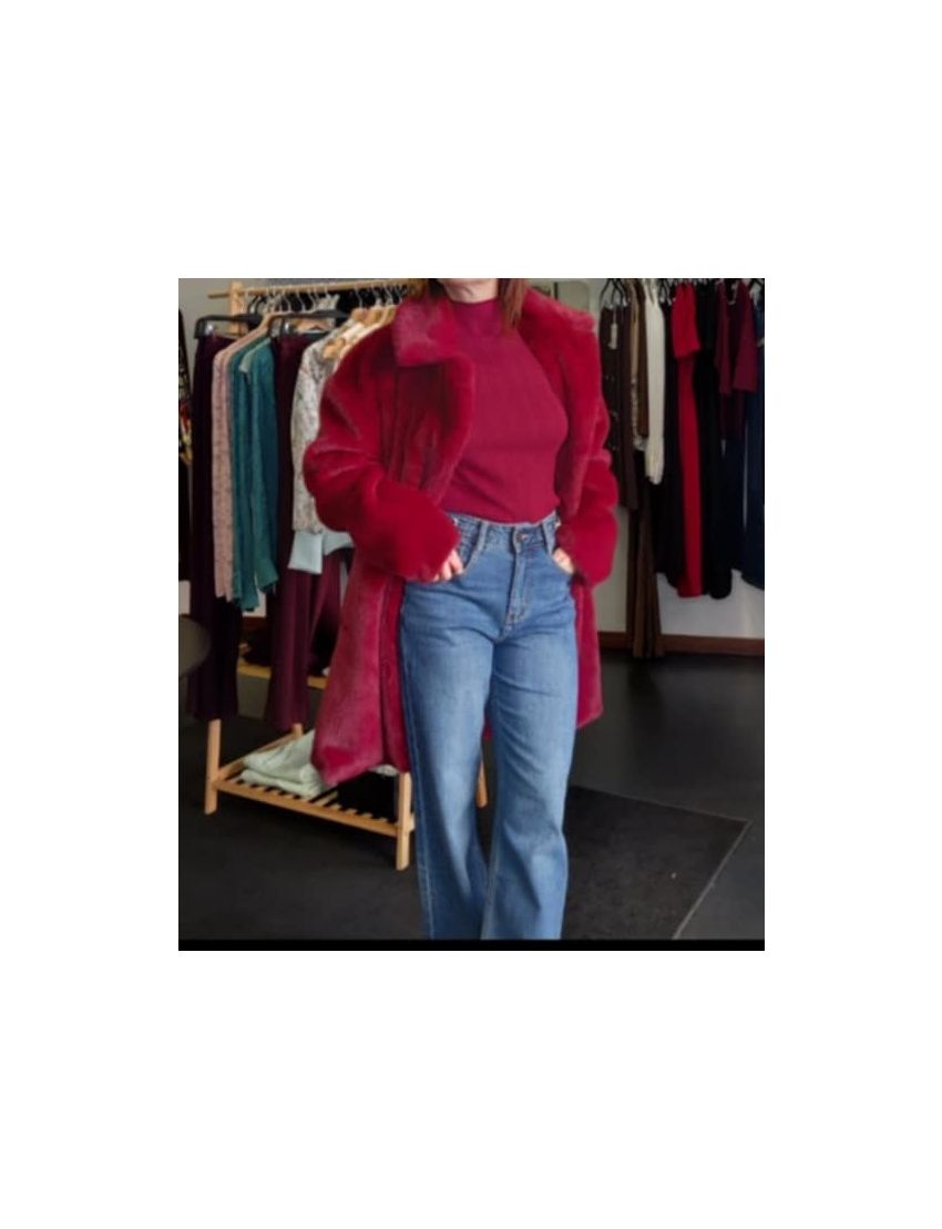 Casaco/Sobretudo Teddy Pelo Bordeaux 