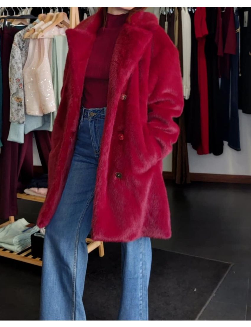 Casaco/Sobretudo Teddy Pelo Bordeaux 