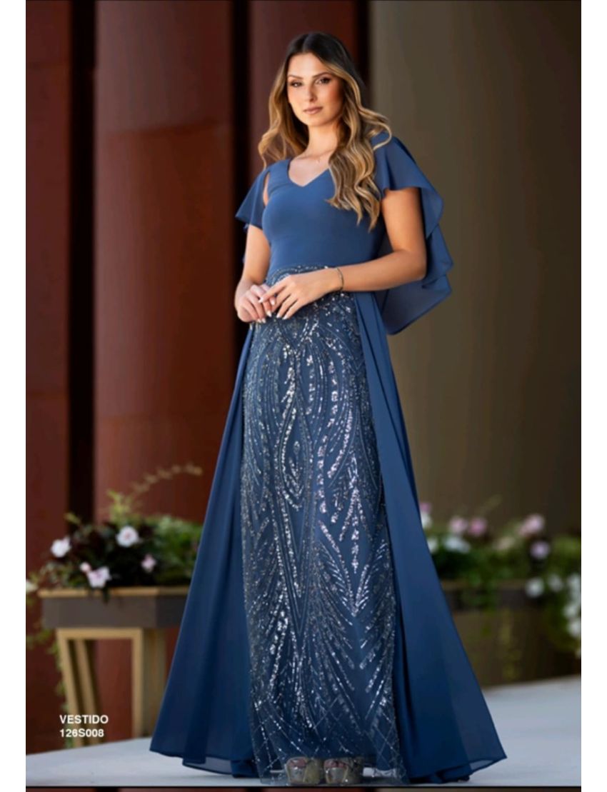 Vestido Longo Frente Pedraria