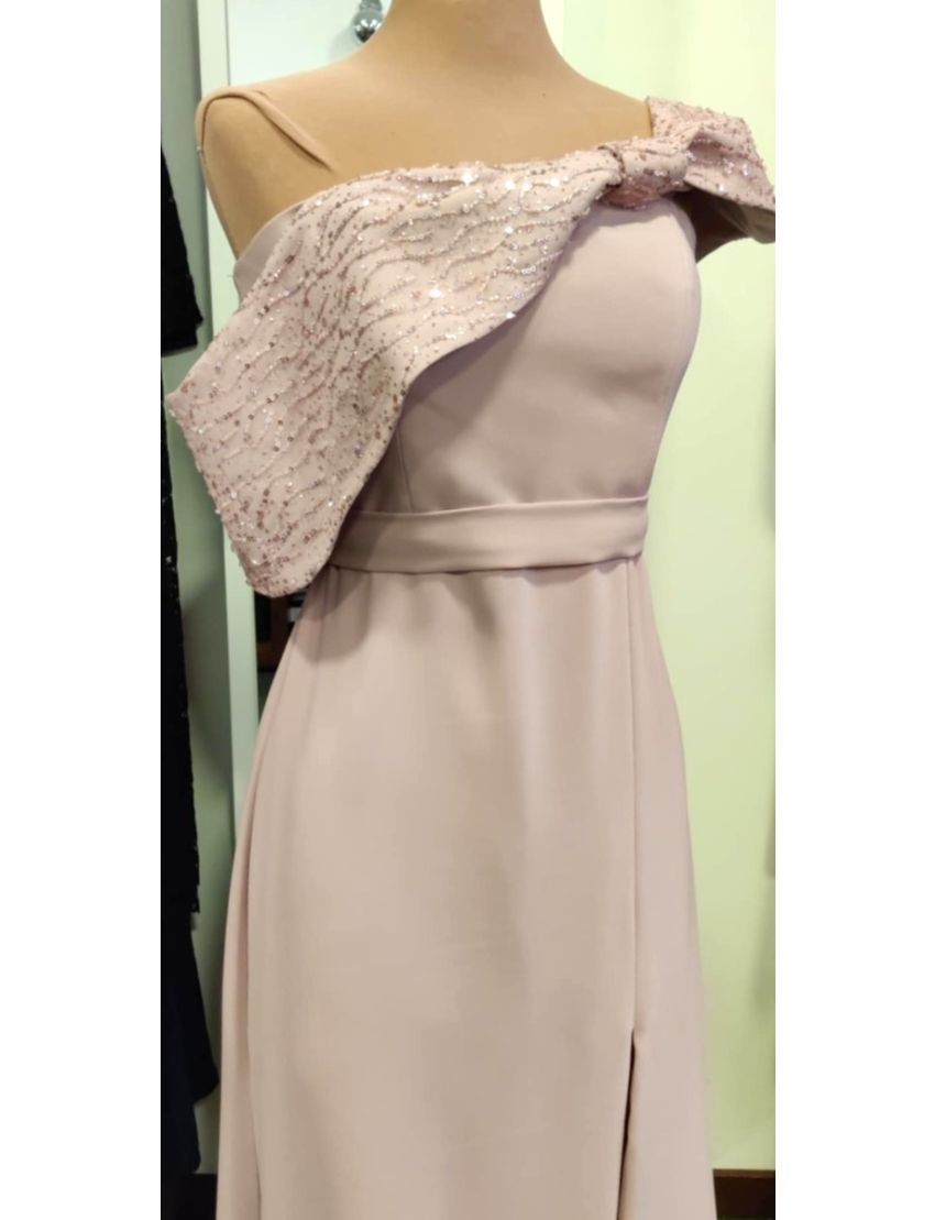 Vestido Longo Gola Pedraria