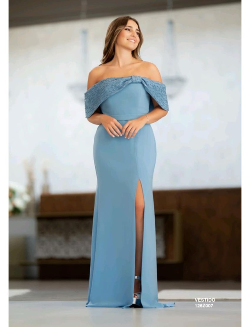 Vestido Longo Gola Pedraria