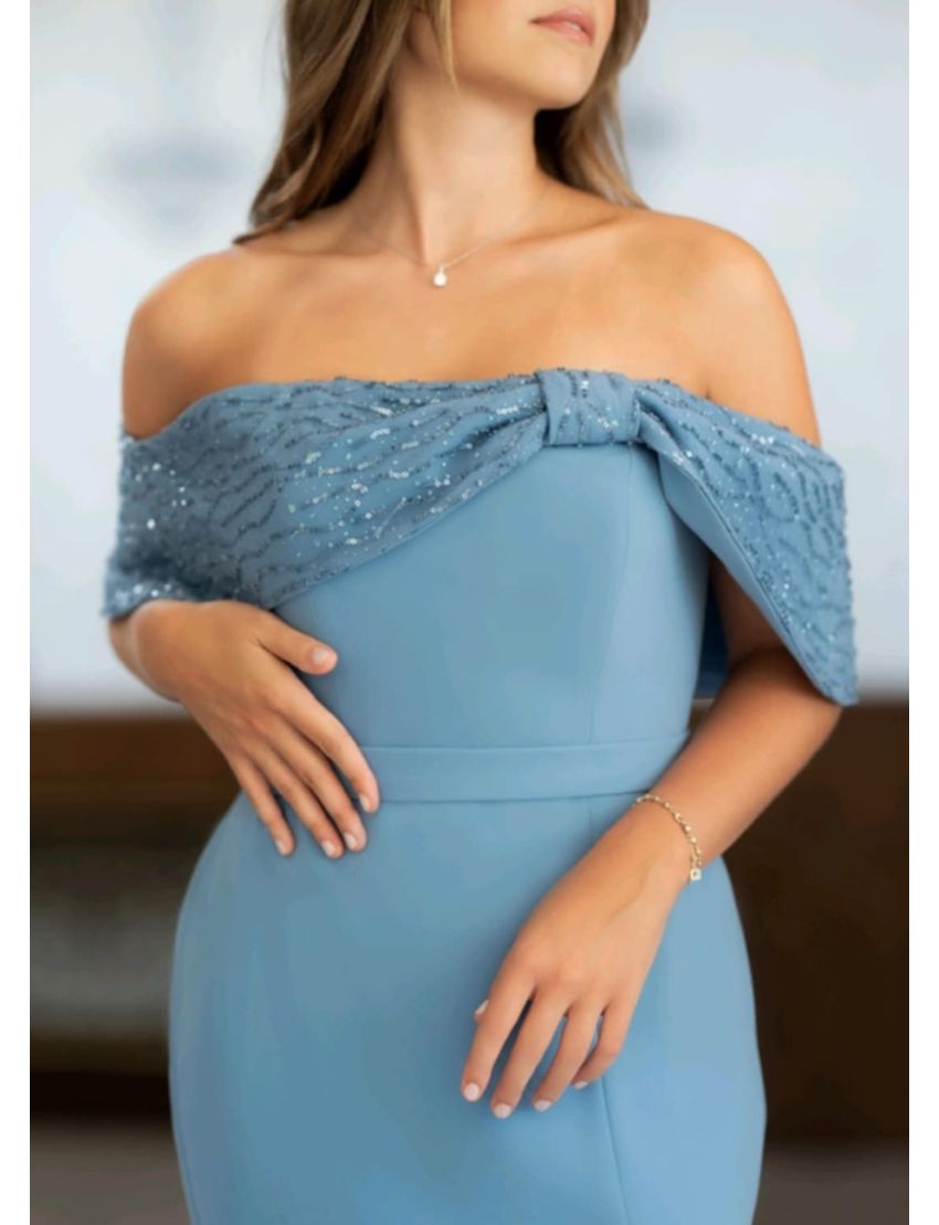 Vestido Longo Gola Pedraria