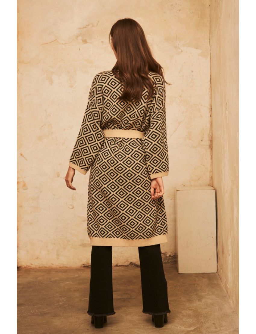 Casaco Kimono Malha Jacquard