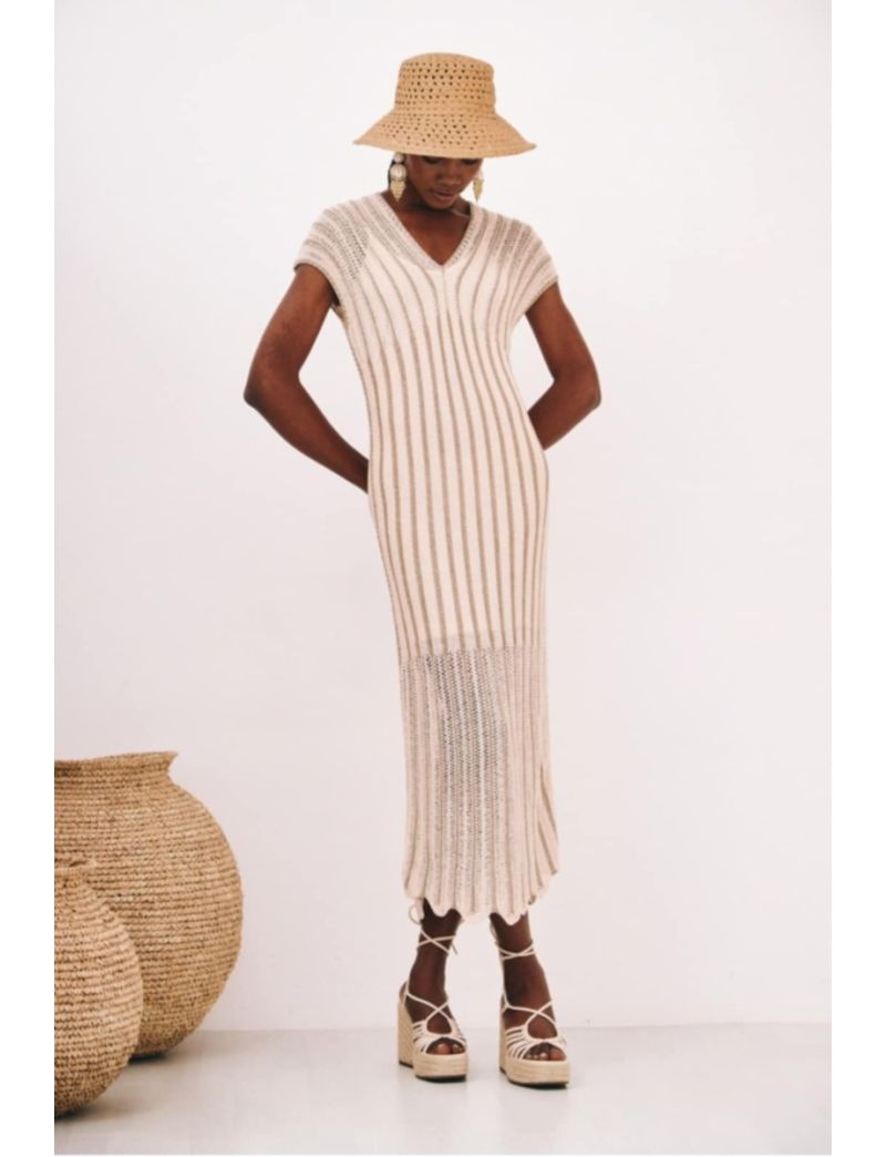 Vestido Longo Crochet Risca vertical