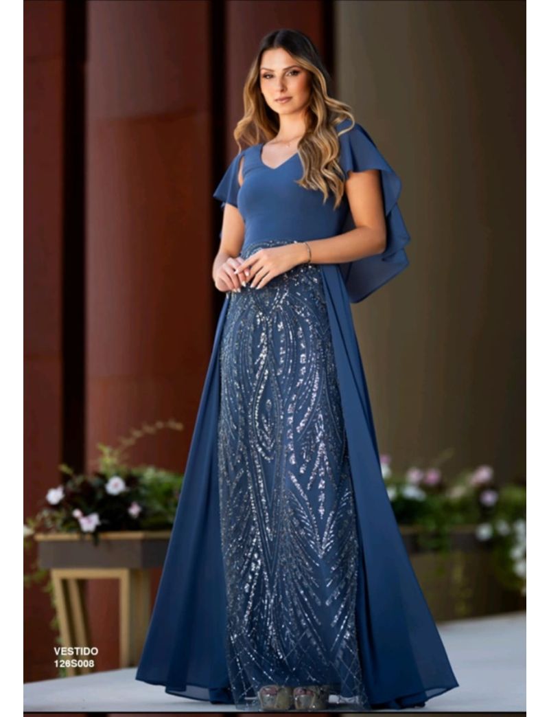 Vestido Longo Frente Pedraria